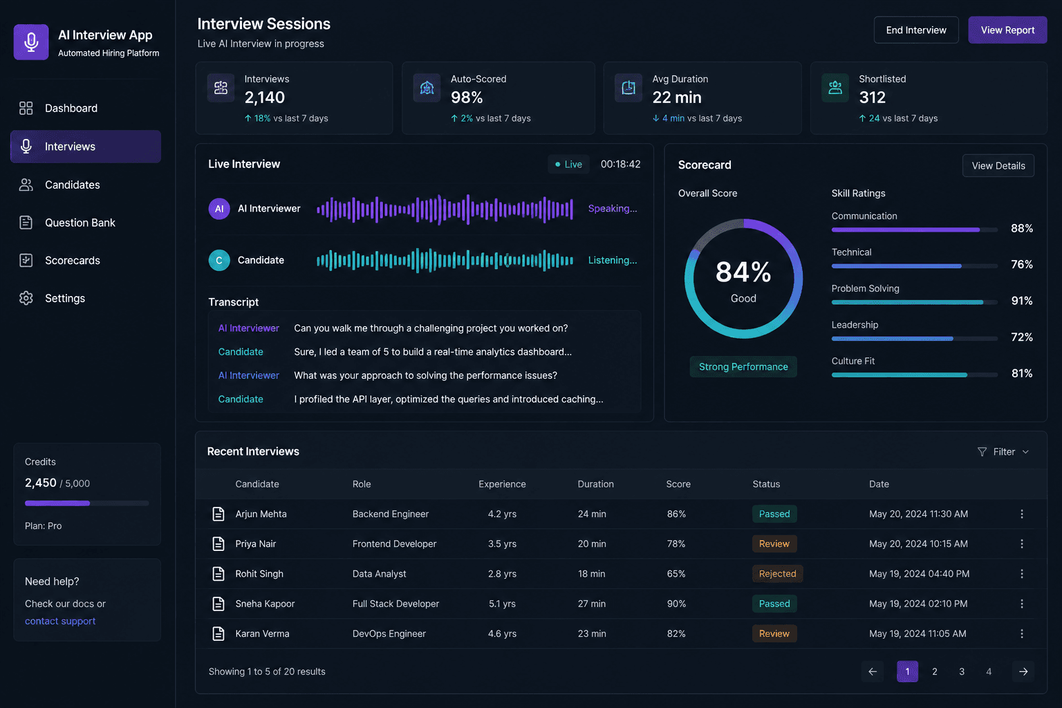 AI Interview App — Real-Time Voice Platform